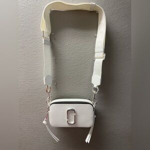 Marc Jacobs White Snapshot Crossbody Bag with Silver Accents